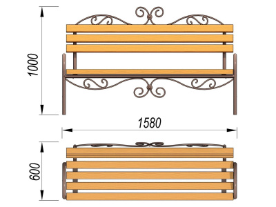 Лавочка кованная МАФ 1606 в Пензе