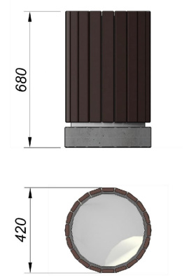 Урна деревянная круглая с бетонным основанием МАФ 1632 в Пензе