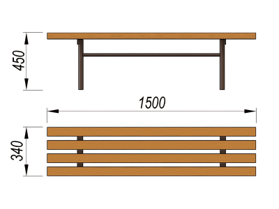 Лавочка без спинки МАФ 1601 в Пензе