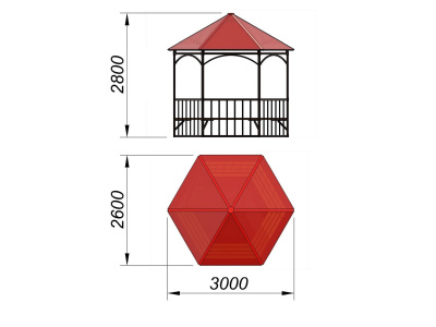 Беседка с лавками и полом МАФ 4122 в Пензе