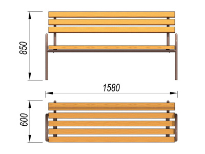 Парковая лавочка со спинкой МАФ 1605 в Пензе